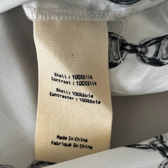 L' AGENCE Ivory Silk Shirt with Chainlink Print - Picture 4 of 4